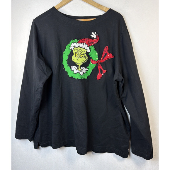 Vintage Michael Simon XXL Dr. Seuss Grinch Christmas Shirt Size 2X black holiday - Picture 1 of 7